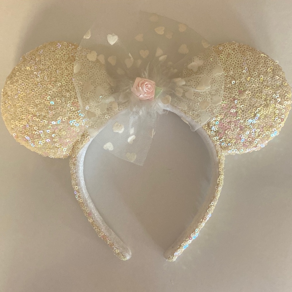 White Sequined Mickey Ears